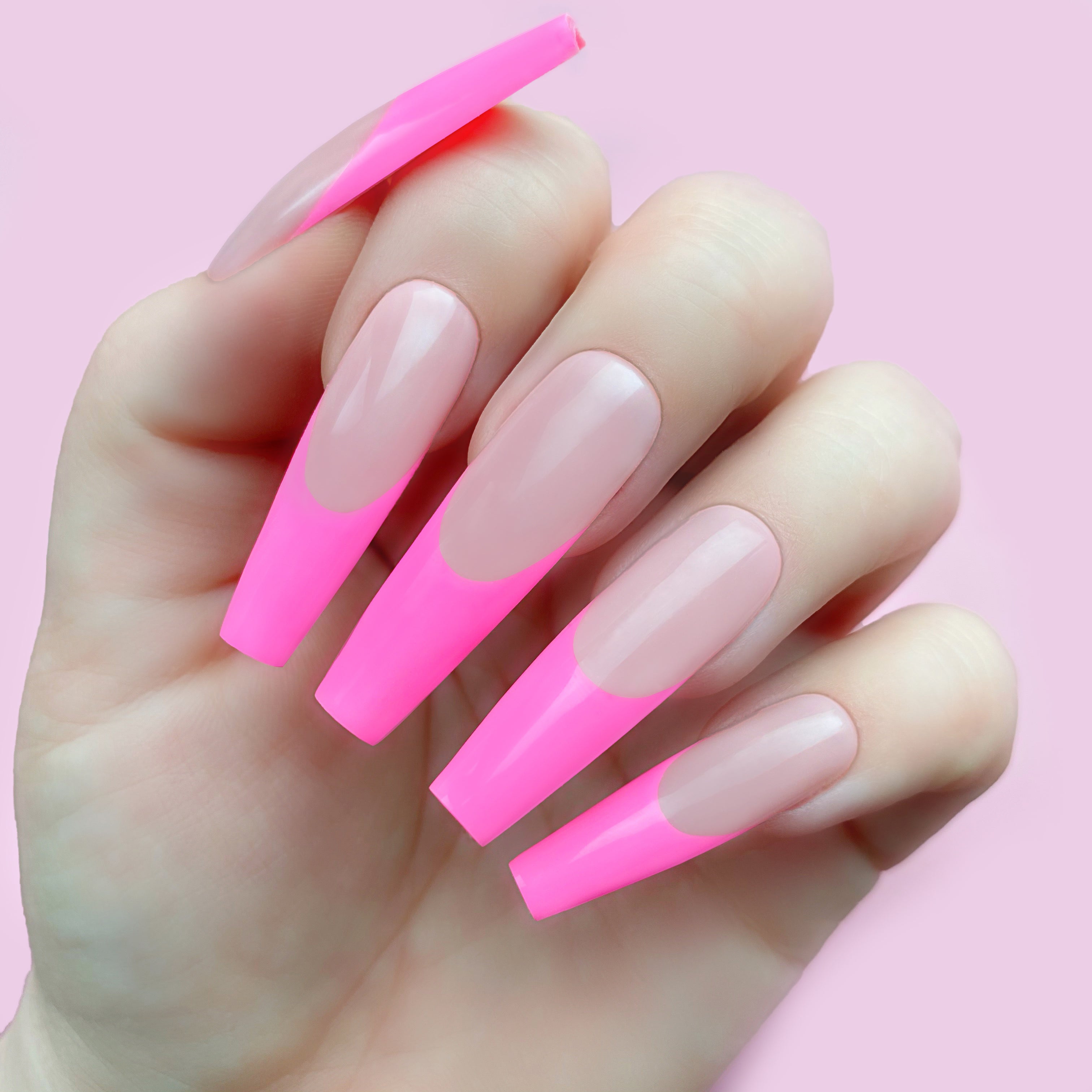 Pinkaso gel art applied to nail extensions